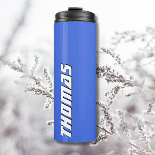 Termo Azul Real Texto Blanco Elegante Mínimo Personaliza