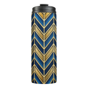 TERMO AZUL Y ORO ZIG ZAG ART DECO PATRÓN