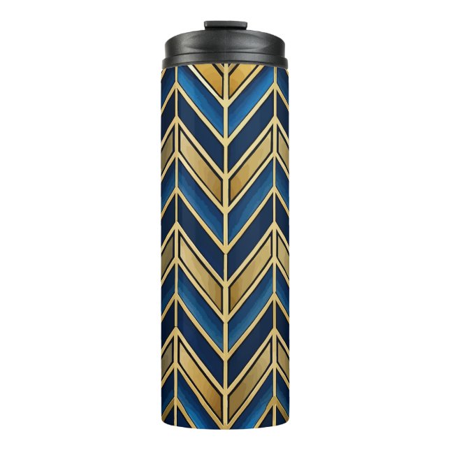 TERMO AZUL Y ORO ZIG ZAG ART DECO PATRÓN (Anverso)