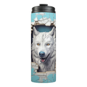 Termo Azul zoológico moderno Wolf 3D