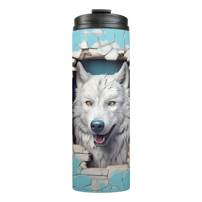 Termo Azul zoológico moderno Wolf 3D (Anverso)