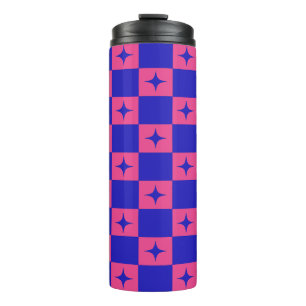 Termo Azulejo Azul y Rosa de Cuadros con Patrón de Deste