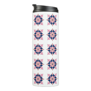 Termo Azulejos florales geométricos rosa y azul marino