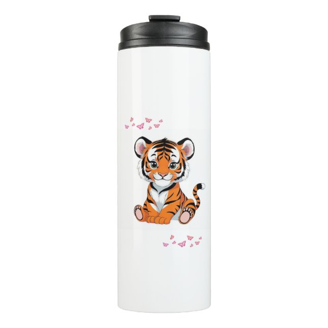 Termo 🐯Baby Tiger Art with Pink Butterflies - (Anverso)