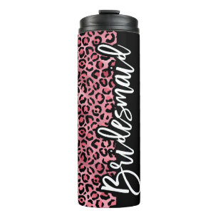 Termo Bachelorette de la dama de honor del leopardo rosa