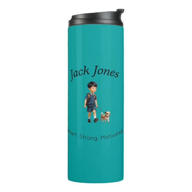 Termo Back to School Boy & Dog Custom Water Bottle (Rotado hacia la izquierda)