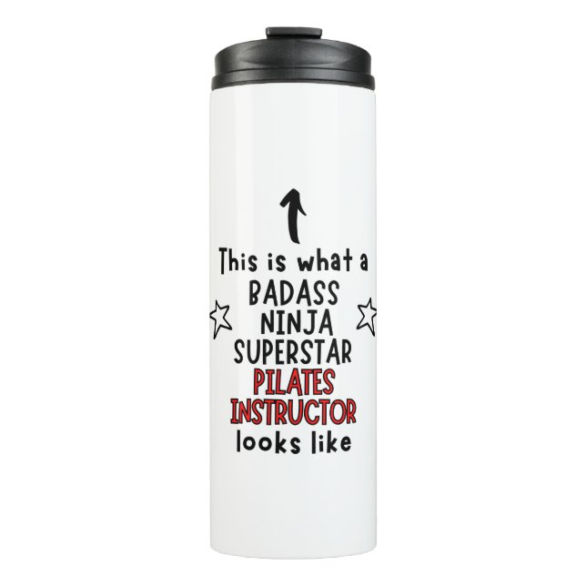 Termo Badass, Ninja, Superstar, Instructor de Pilates (Anverso)