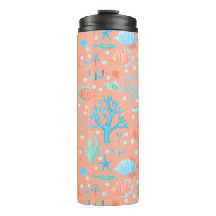 Termo Bajo el agua del mar, color coral rosa
