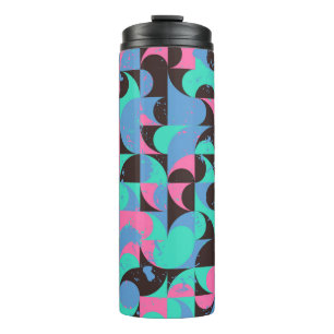 Termo Baldosas de patrón inmaculado en negro, rosa neón