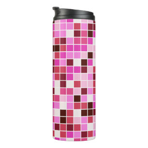Termo Baldosas de piscina, mosaicos rosados, patrón geom
