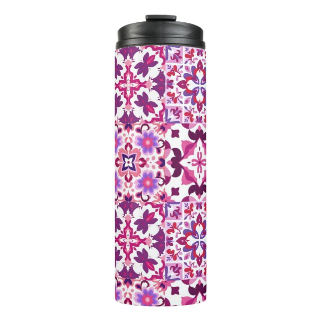 Termo Baldosas españolas rosadas y moradas (Anverso)