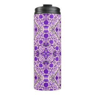 Termo Baldosas florales en rosa violeta y algodón