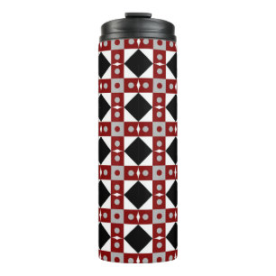 Termo Baldosas geométricas en colores rojo, negro y blan