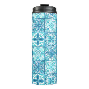 Termo Baldosas orgánicas en azul y blanco