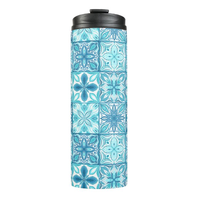 Termo Baldosas orgánicas en azul y blanco (Anverso)