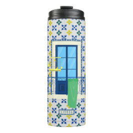 Termo Baldosas portuguesas y balcón con ventana