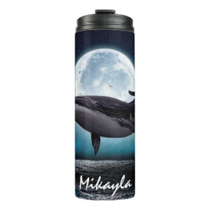 Termo Ballena jorobada sobre la luna llena