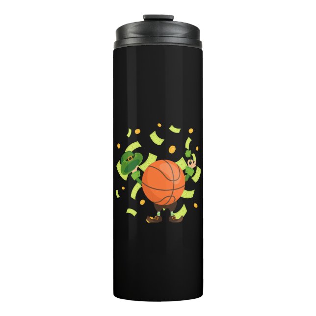 Termo Baloncesto Afortunado Feliz Día de Patrick (Anverso)