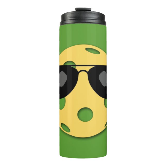 Termo Baloncesto amarillo con gafas de sol (Anverso)
