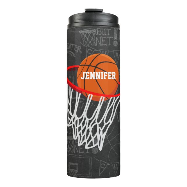 Termo Baloncesto de Chalkboard y Hoop personalizados (Anverso)