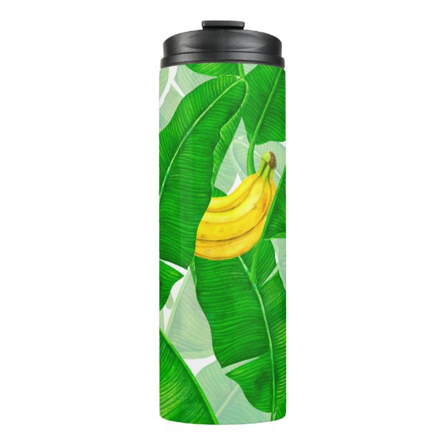 Termo Bananas y hojas diseño de acuarela (Anverso)