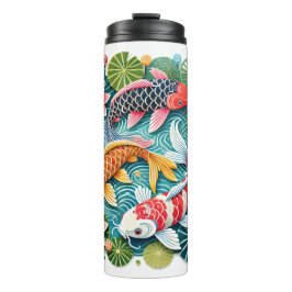 Termo Bañarse en Koi en un estanque lleno de Lotus