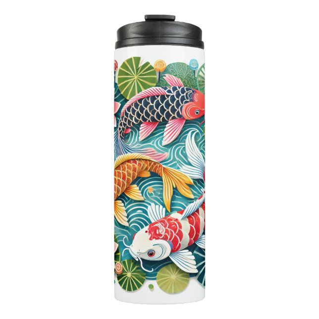 Termo Bañarse en Koi en un estanque lleno de Lotus (Anverso)