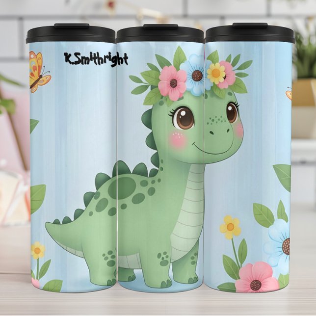 Termo Banda de flores de dinosaurio bebé Bliss (Subido por el creador)