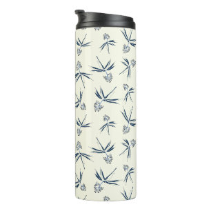 Termo Bandas azules en crema - patrón sin fisuras.