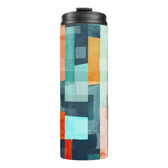 Termo Bandas geométricas multicolores, patrón de moda. (Anverso)