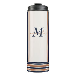 Termo Bandas largas de color azul y blanco dorado modern