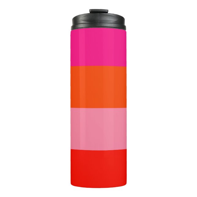 Termo Bandas Naranjas brillantes y rosadas (Anverso)
