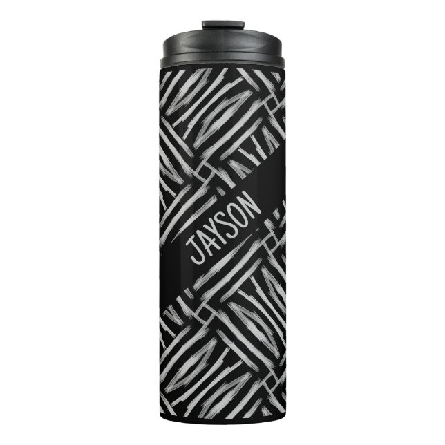 Termo Bandas tribales blancas y negras (Anverso)