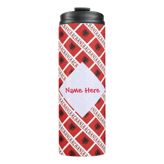 Termo Bandera albanesa de Albania, personalización roja  (Anverso)