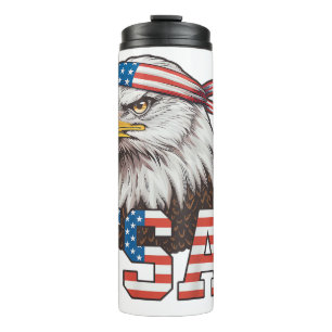 Termo Bandera Americana De EE. UU. Hombres Mujeres Niños