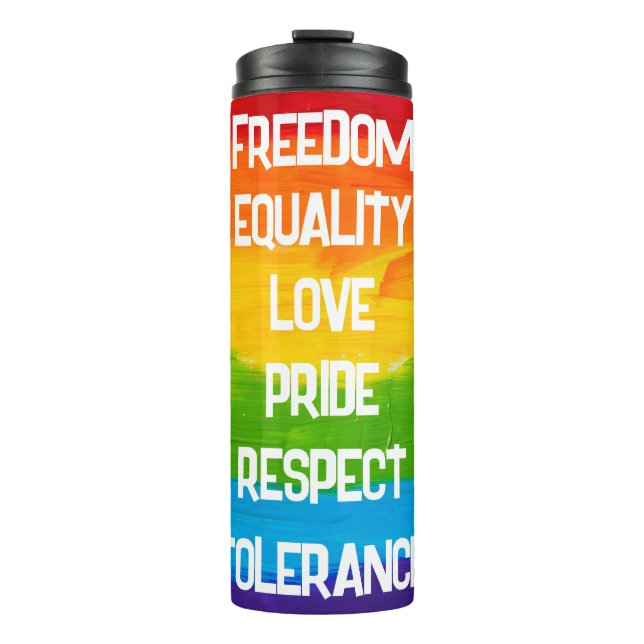 Termo Bandera arcoiris Tumbler termal LGBT - Viaje con o (Anverso)