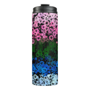 Termo Bandera de orgullo omniromántico floral retro groo