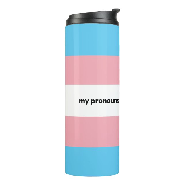 Termo Bandera del orgullo transgénero LGBTQI+ con pronom (Rotado hacia la izquierda)