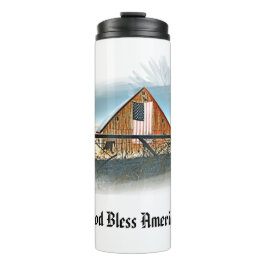 Termo *~* Bandera estadounidense Old Barn DIOS BENEFICIO