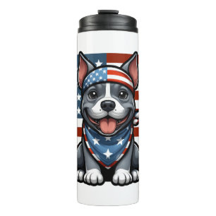 Termo Bandera estadounidense Patriótica Pitbull 4 de jul
