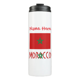 Termo Bandera marroquí roja personalizada con nombre Mar