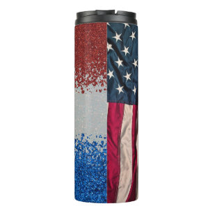 Termo Bandera patriótica y purpurina falso