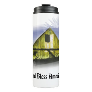 Termo *~* Bandera USA Wood Barn DIOS BLESS AMERICA AP16