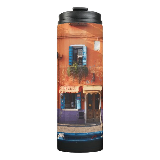 TERMO BARCO AZUL EN EL RÍO CERCA DEL EDIFICIO DE NARANJA (Anverso)