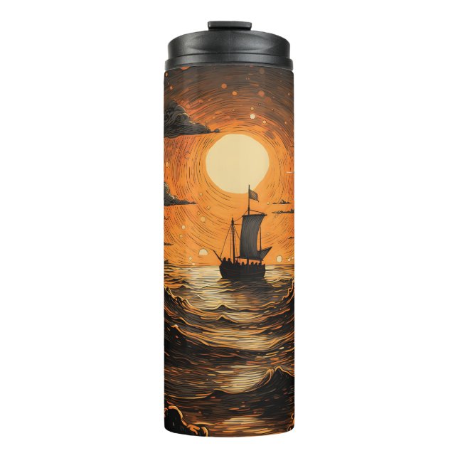 Termo Barco navegando por la noche (Anverso)