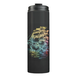 Termo Barco pirata arcoiris kraken - Arte naumático colo