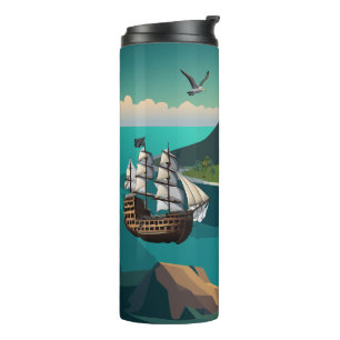 Termo Barco pirata en la isla del tesoro