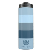 Bares Azules Mínimos Tumbler Termal Monograma