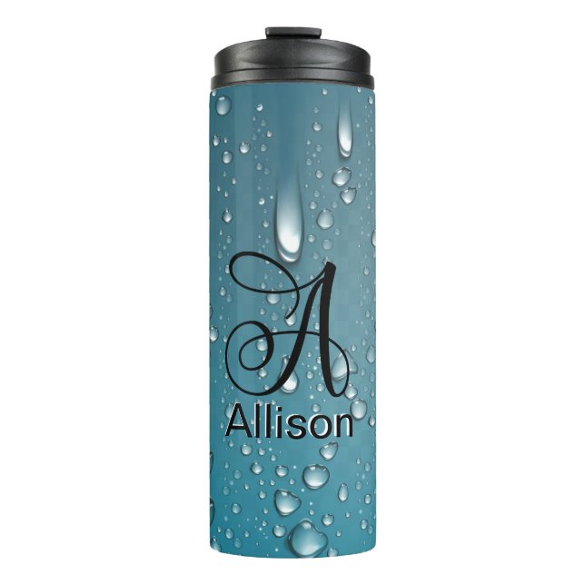 Termo Barras de agua azul Guay con estilo Monograma A (Anverso)