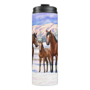 Termo Barrio Marrón de caballos en Nieve